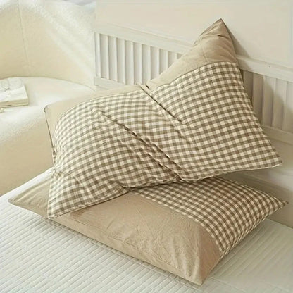 Pillowcase Classic Gingham Microfiber Blend Queen Size