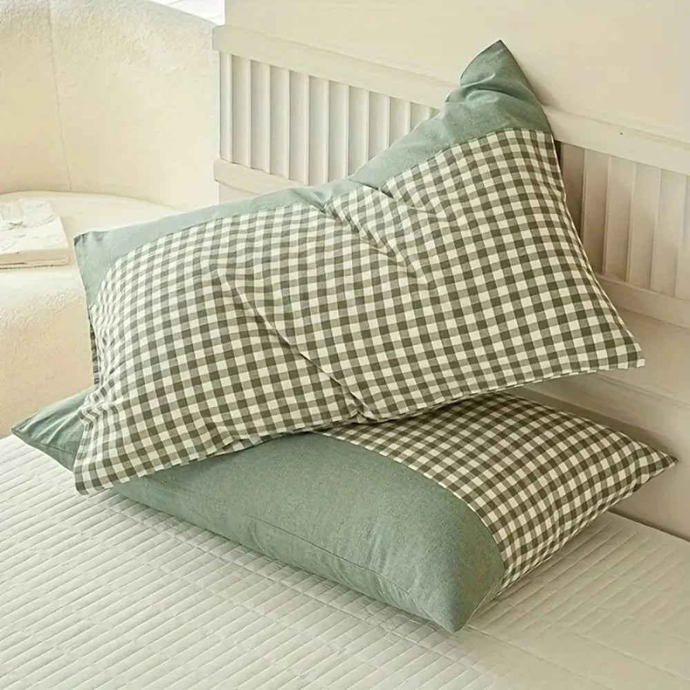 Pillowcase Classic Gingham Microfiber Blend Queen Size