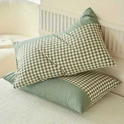 Pillowcase Classic Gingham Microfiber Blend Queen Size