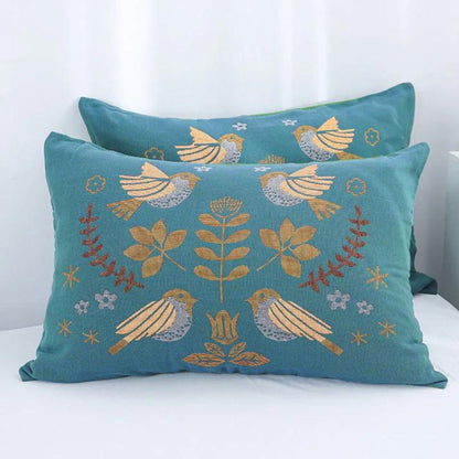 Pillowcase Cotton Gauze Bird & Floral 20 x 30