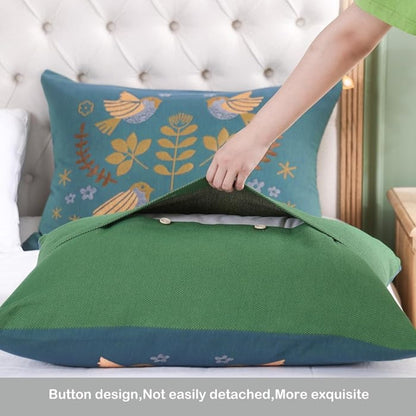 Pillowcase Cotton Gauze Bird & Floral 20 x 30