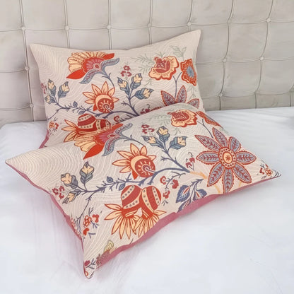 Pillowcase Set Rustic Floral 100% Cotton 20x30 Inches