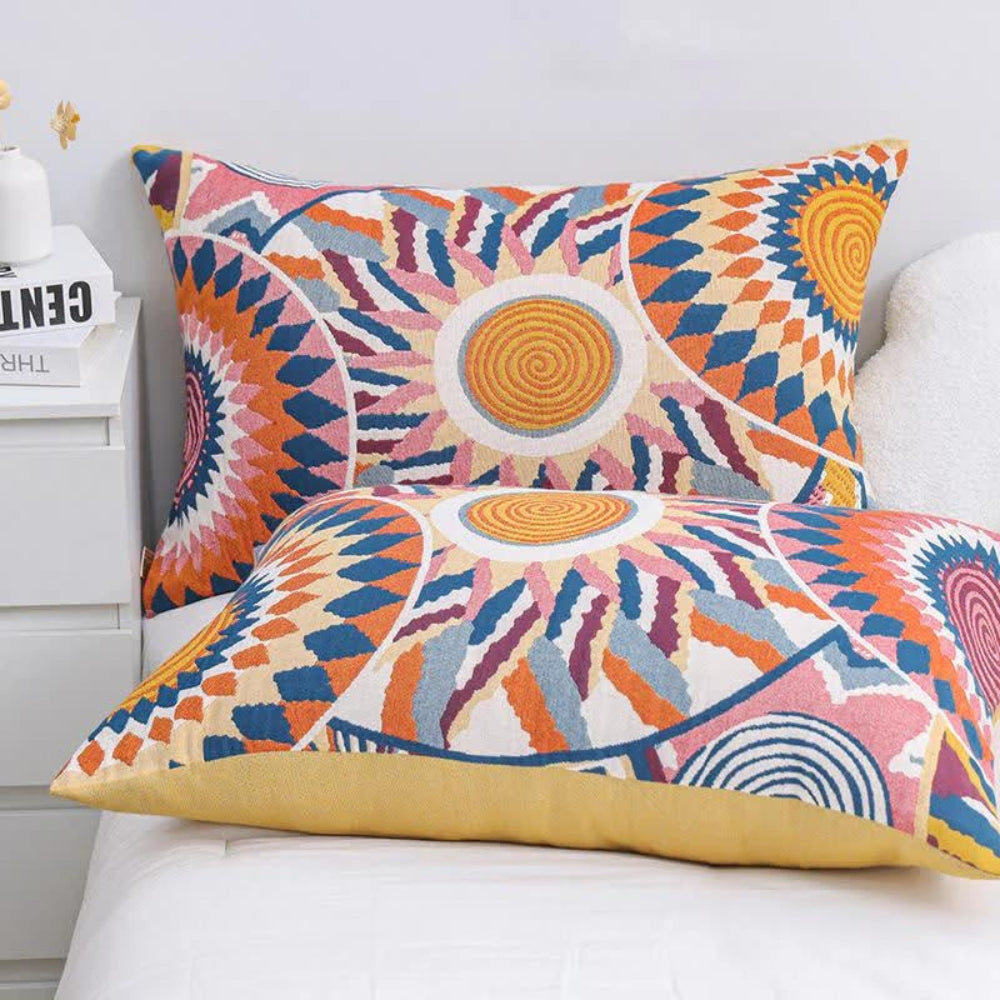Pillowcases 100% Cotton Nordic Sunburst Button Closure Pair
