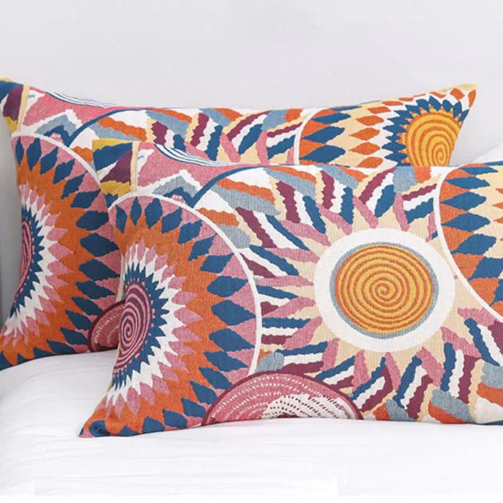 Pillowcases 100% Cotton Nordic Sunburst Button Closure Pair