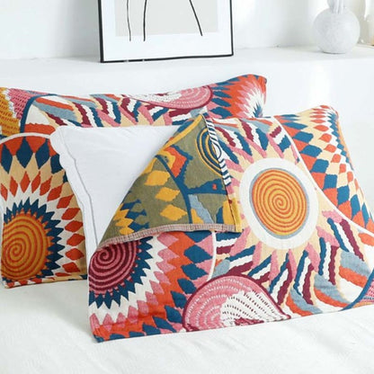 Pillowcases 100% Cotton Nordic Sunburst Button Closure Pair