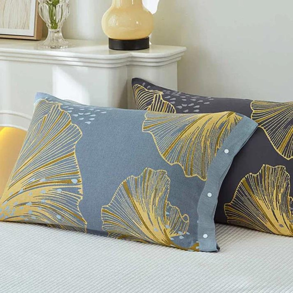 Pillowcases Pure Cotton Floral Snap Closure Twin Pack