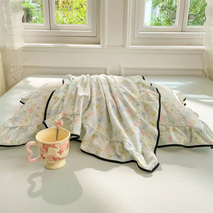 Pillowcases Soft Gauze Floral Ruffle Set of 2