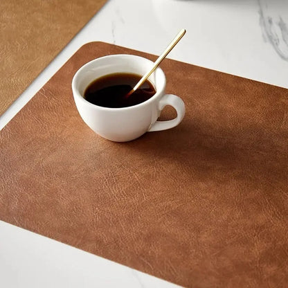 Placemat Faux Leather Vintage Matte Heat-Resistant & Wipe-Clean