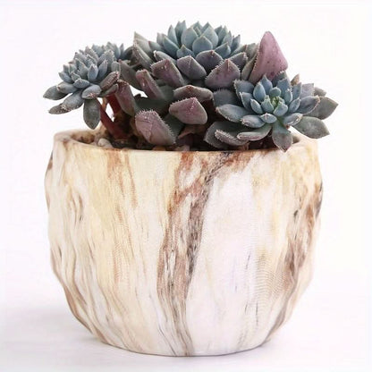 Plant Pot Set Marble-Look Lightweight Set of 4