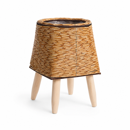Plant Stand Hand-Woven Removable Wood Legs Moisture-Protected Liner