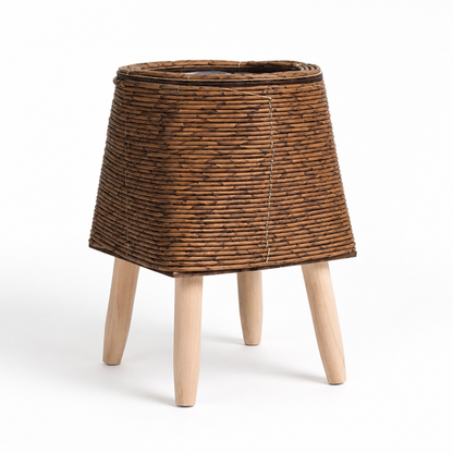 Plant Stand Hand-Woven Removable Wood Legs Moisture-Protected Liner