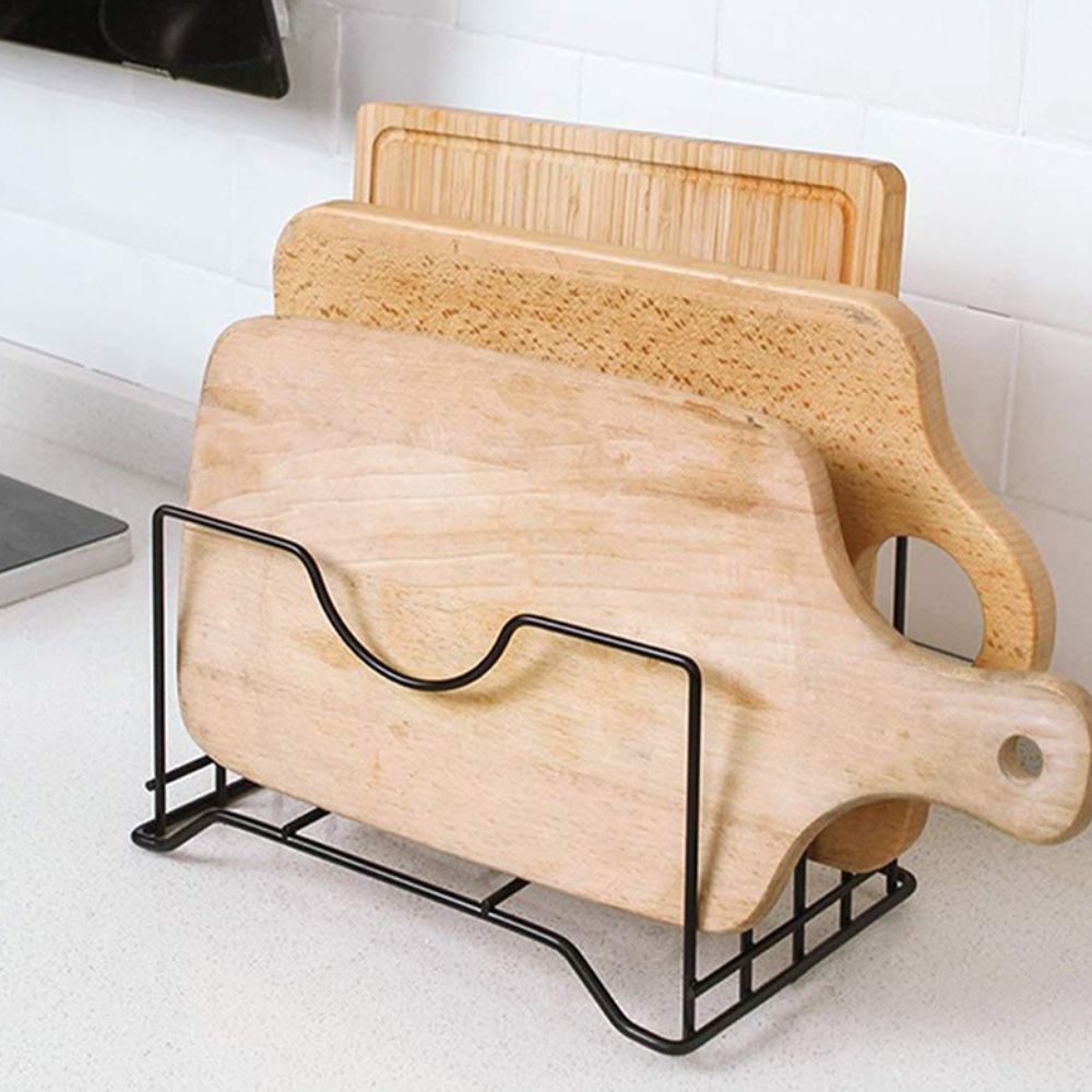 Plate & Lid Holder Vertical Four-Section Rust-Resistant Iron