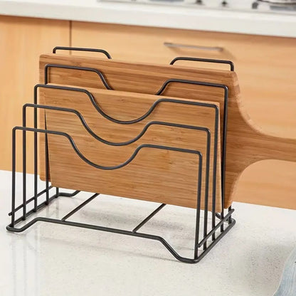 Plate & Lid Holder Vertical Four-Section Rust-Resistant Iron