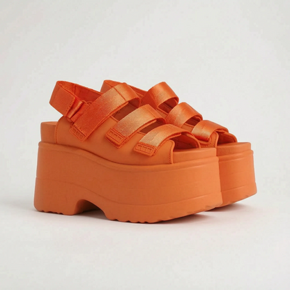 Platform Sandals 4.3-Inch Lift Adjustable Hook-and-Loop Straps Open Toe