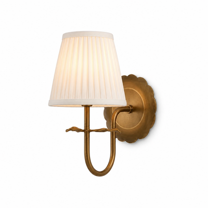 Pleated Cotton Shade Gold-Finish Wall Sconce