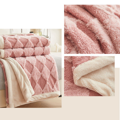 Plush Blanket Soft Microfiber Raised Diamond Pattern