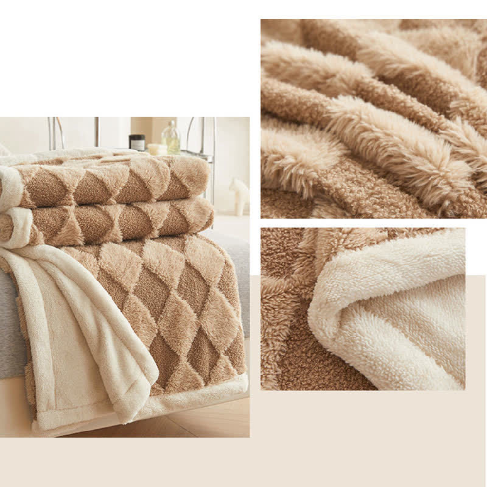 Plush Blanket Soft Microfiber Raised Diamond Pattern