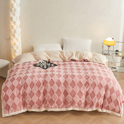 Plush Blanket Soft Microfiber Raised Diamond Pattern