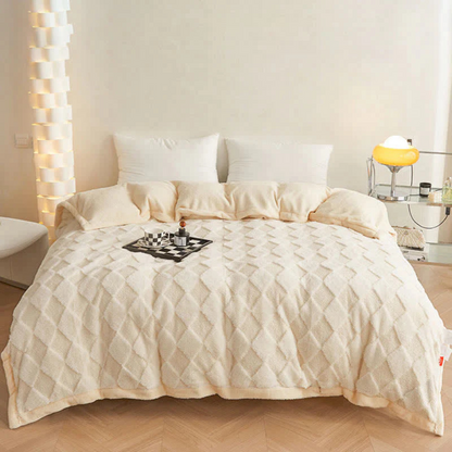 Plush Blanket Soft Microfiber Raised Diamond Pattern