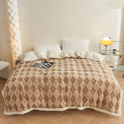 Plush Blanket Soft Microfiber Raised Diamond Pattern