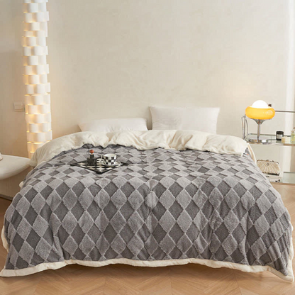 Plush Blanket Soft Microfiber Raised Diamond Pattern