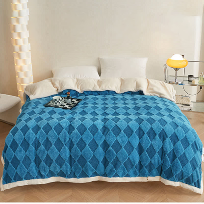 Plush Blanket Soft Microfiber Raised Diamond Pattern