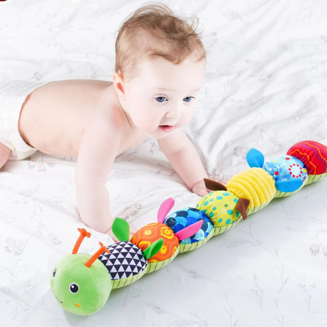Plush Caterpillar Toy Sensory Textures Soothing Melodies 54cm Long