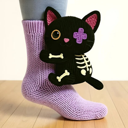 Plush Slipper Socks 3D Animal Design Non-Slip Sole