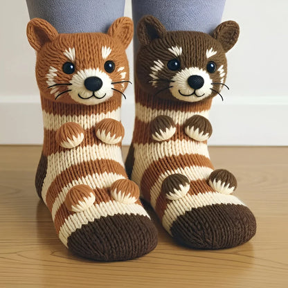 Plush Slipper Socks 3D Animal Design Non-Slip Sole