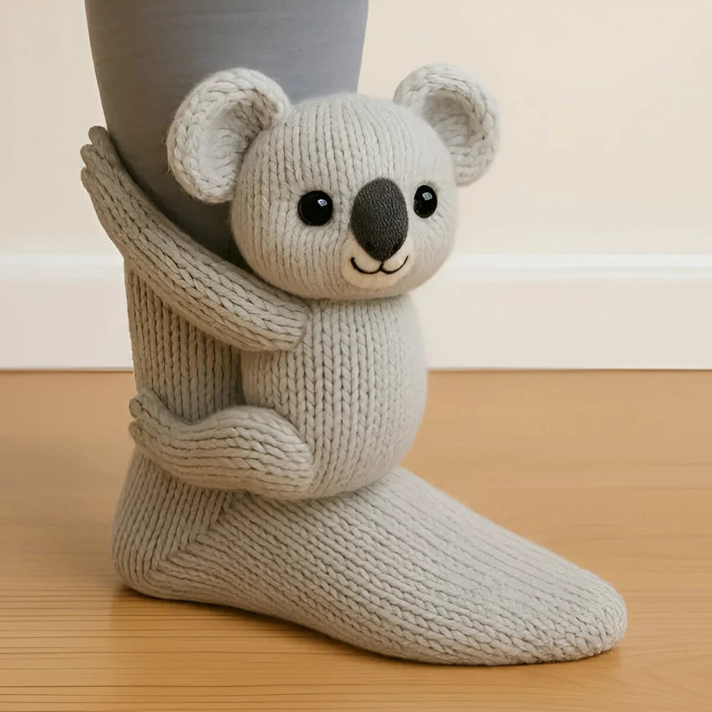 Plush Slipper Socks 3D Animal Design Non-Slip Sole