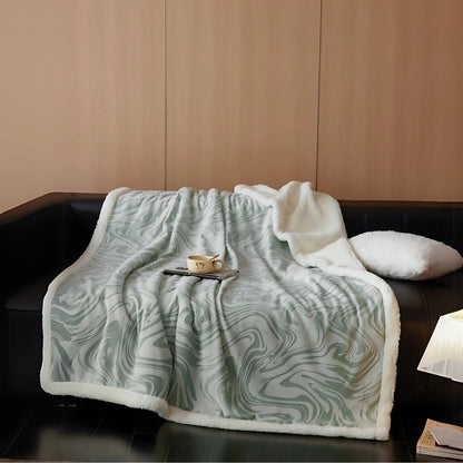 Plush Throw Blanket Marble Swirl Thick Berber Fleece