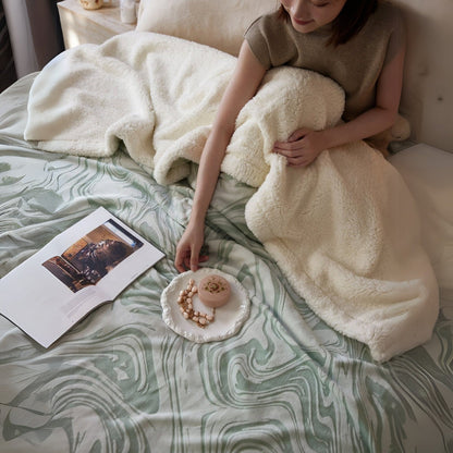 Plush Throw Blanket Marble Swirl Thick Berber Fleece