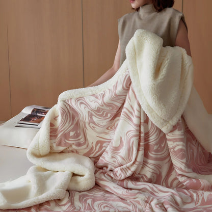 Plush Throw Blanket Marble Swirl Thick Berber Fleece