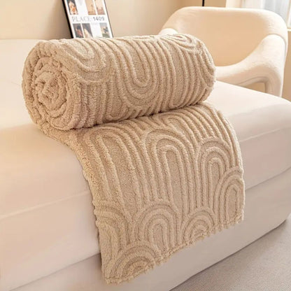 Plush Throw Blanket Raised Arch Microfiber Blend Lightweight