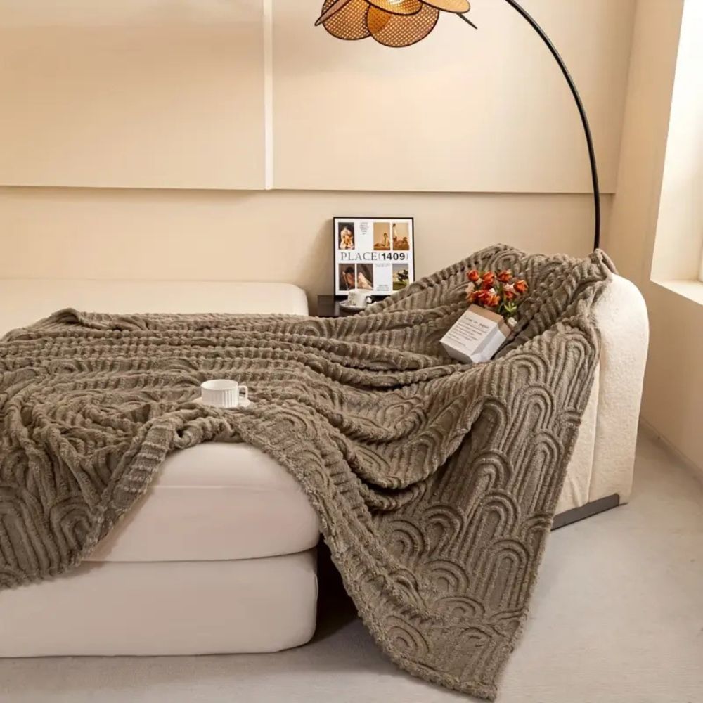 Plush Throw Blanket Raised Arch Microfiber Blend Lightweight