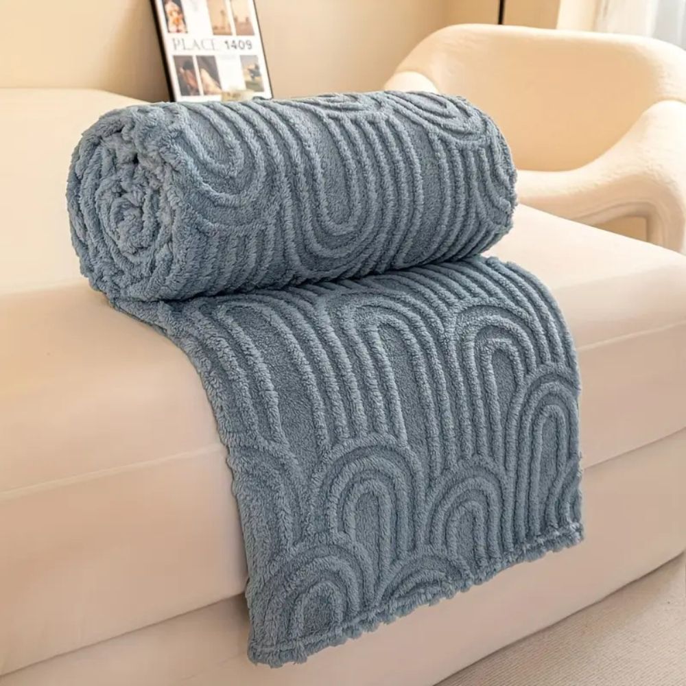 Plush Throw Blanket Raised Arch Microfiber Blend Lightweight