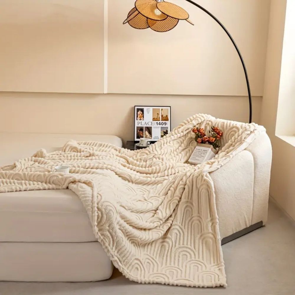 Plush Throw Blanket Raised Arch Microfiber Blend Lightweight