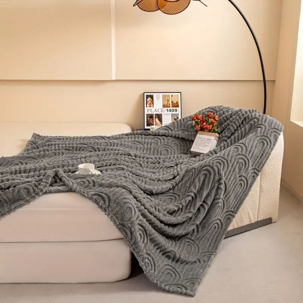 Plush Throw Blanket Raised Arch Microfiber Blend Lightweight