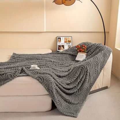 Plush Throw Blanket Raised Arch Microfiber Blend Lightweight
