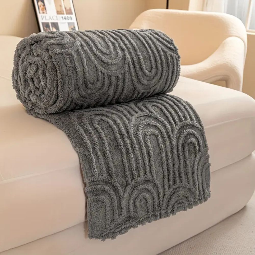 Plush Throw Blanket Raised Arch Microfiber Blend Lightweight