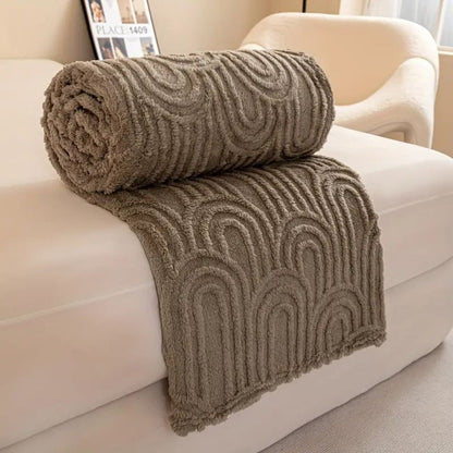 Plush Throw Blanket Raised Arch Microfiber Blend Lightweight