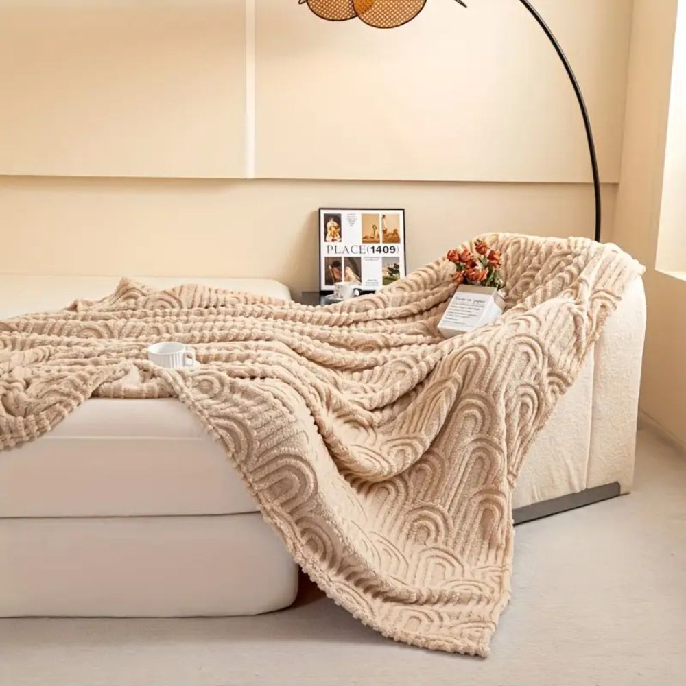 Plush Throw Blanket Raised Arch Microfiber Blend Lightweight