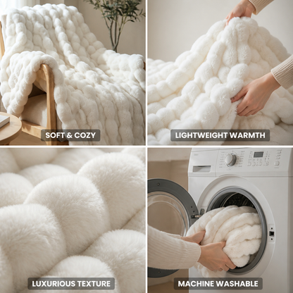 Plush Throw Blanket Wave Texture Lightweight Machine-Washable