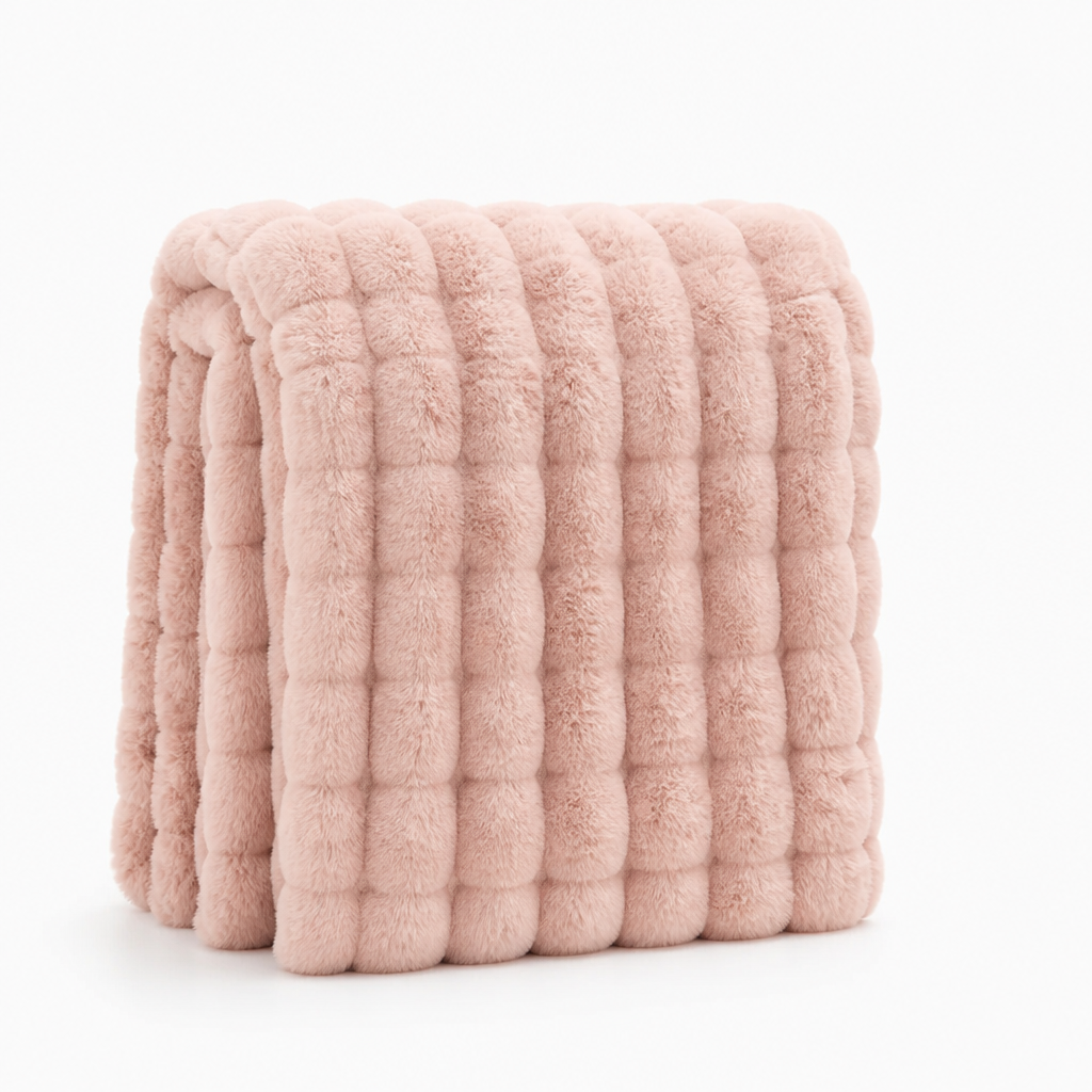 Plush Throw Blanket Wave Texture Lightweight Machine-Washable