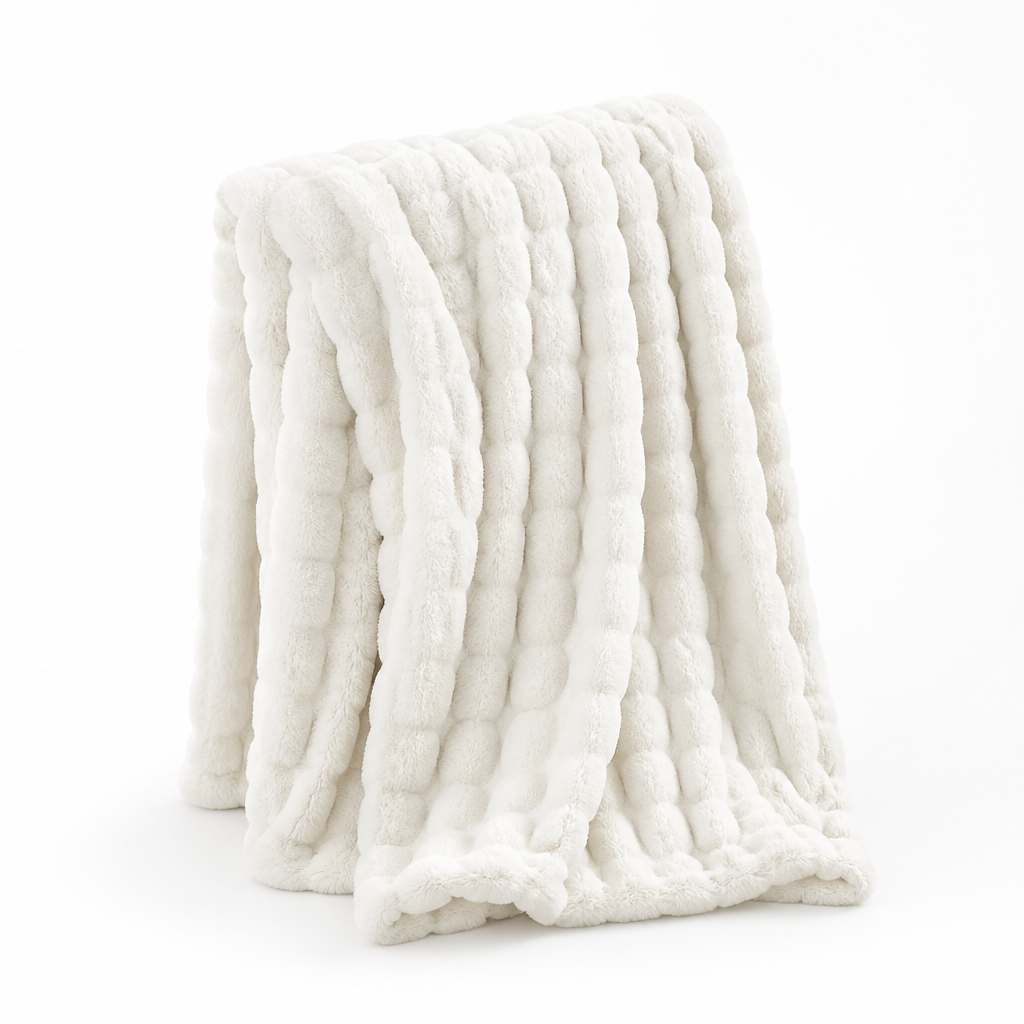 Plush Throw Blanket Wave Texture Lightweight Machine-Washable