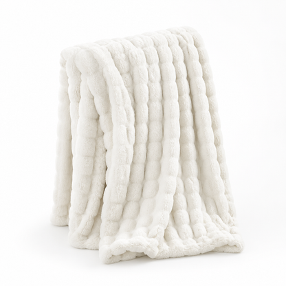 Plush Throw Blanket Wave Texture Lightweight Machine-Washable