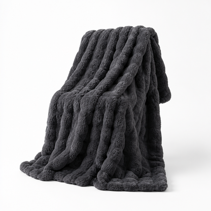 Plush Throw Blanket Wave Texture Lightweight Machine-Washable