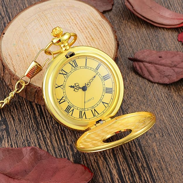 Pocket Watch Roman Numeral Dial Quartz Movement with Chain