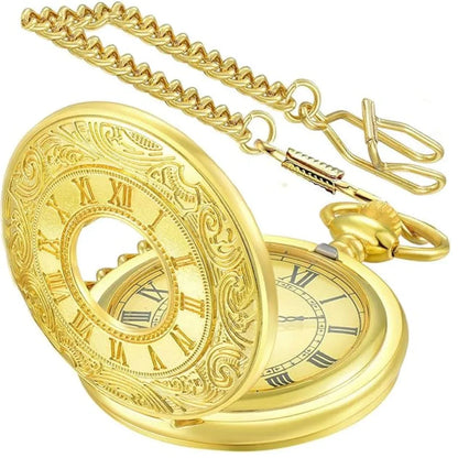 Pocket Watch Roman Numeral Dial Quartz Movement with Chain