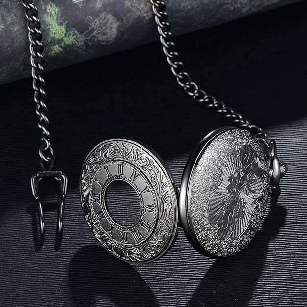 Pocket Watch Roman Numeral Dial Quartz Movement with Chain